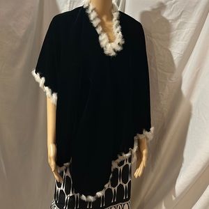 Vintage velvet and rabbit fur shawl. One size